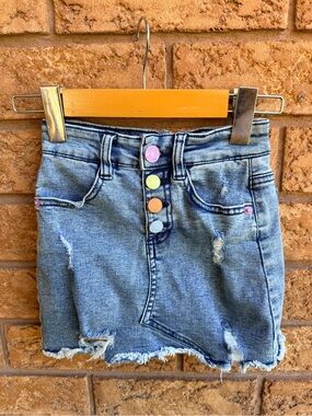 4/$25 • Justice Light Wash Denim Button Detail Jean Skirt
